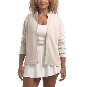 SWING CONTROL Tan Contrast Color Zippered Jacket